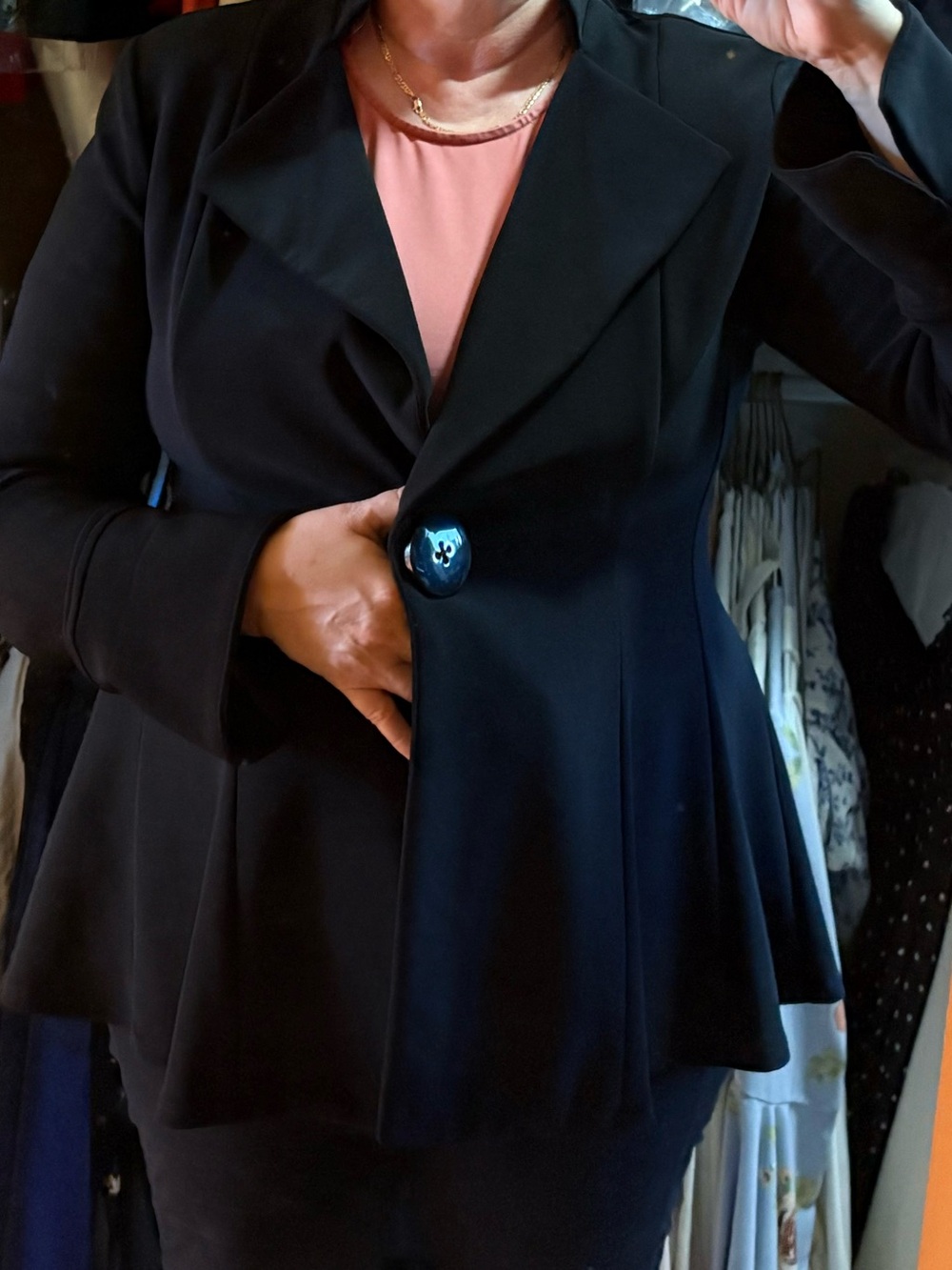 Joseph Ribkoff Black Single-Button Peplum Suit Jacket